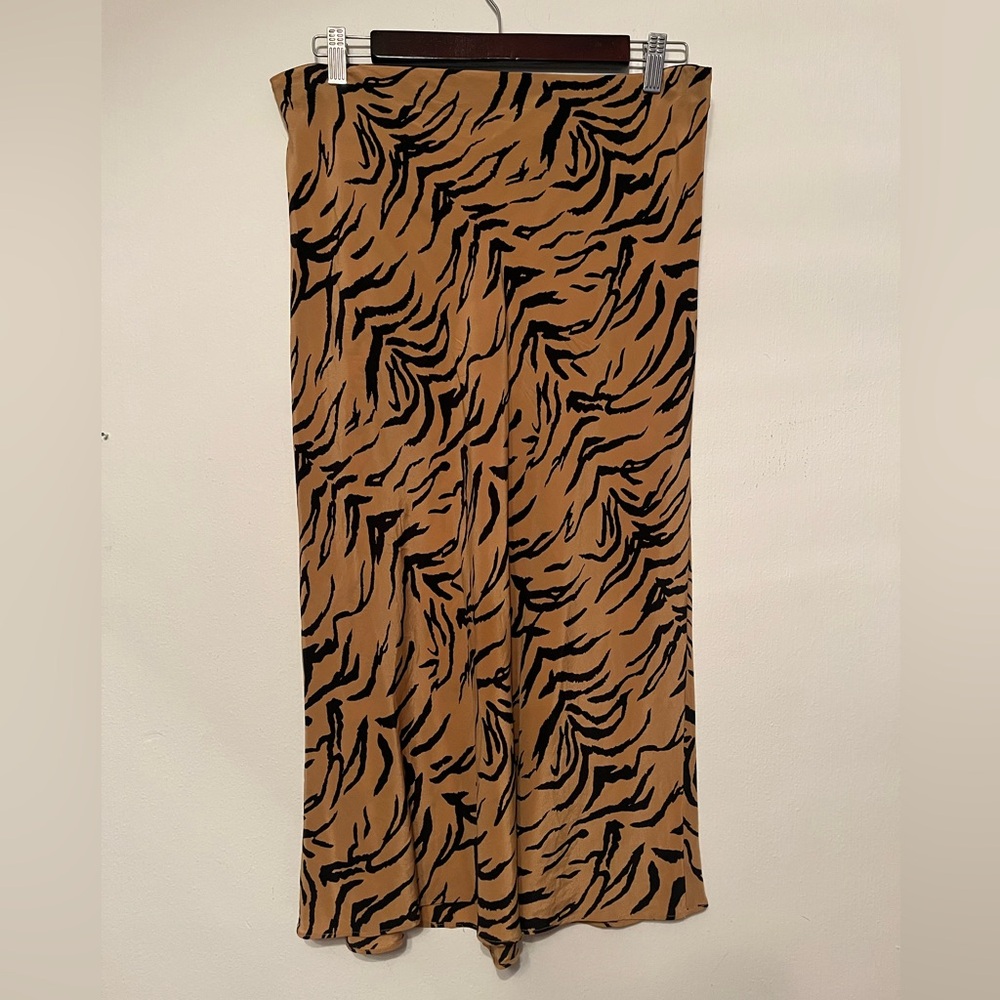 Madewell Brown and Black Zebra Print Midi Skirt